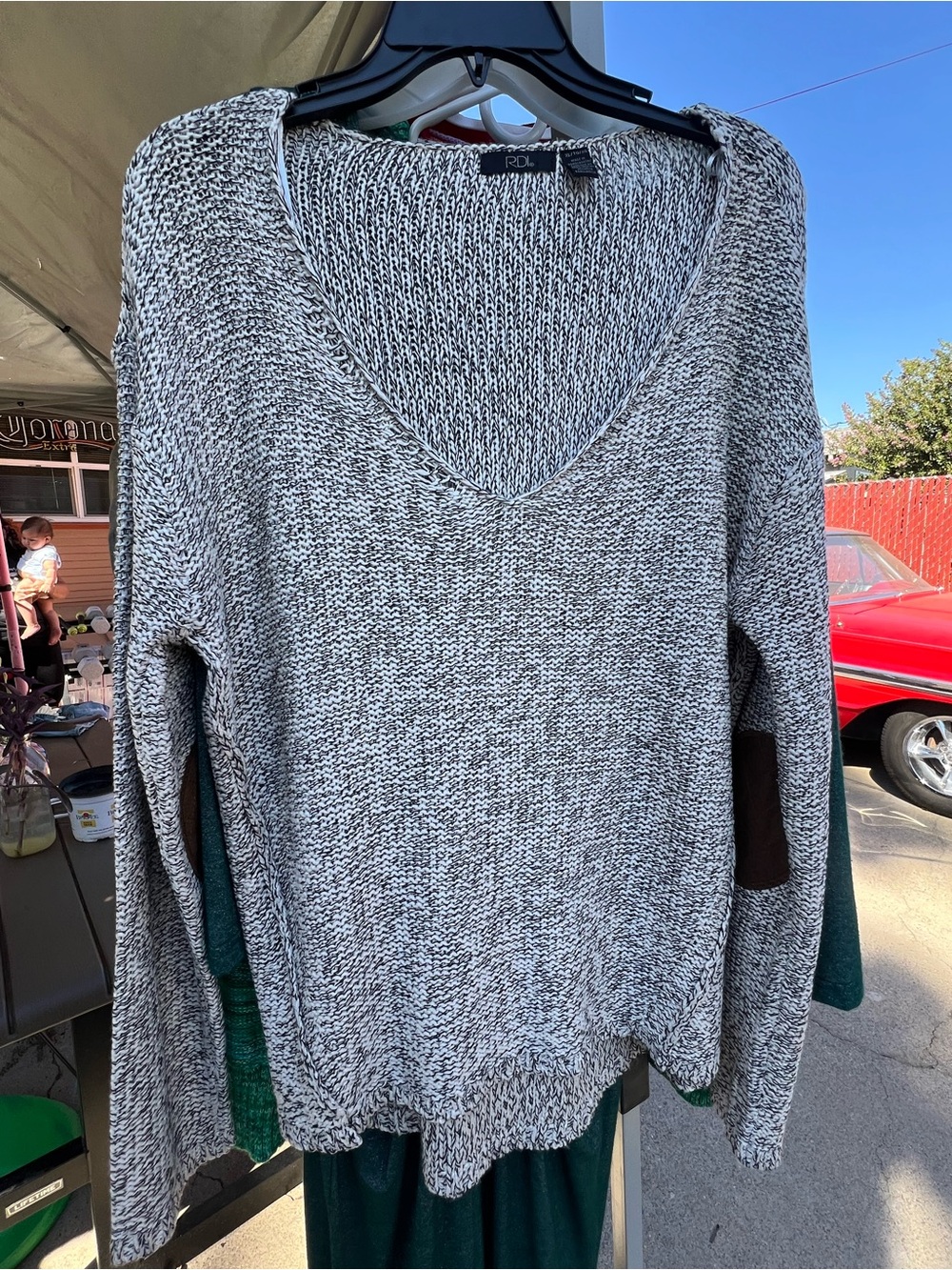 RDI Gray Marled V-Neck Sweater